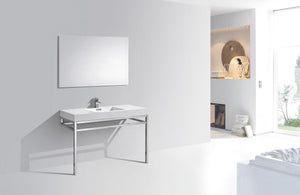 KubeBath Haus 48 in. Stainless Steel Console w/ White Acrylic Sink - Chrome, CH48