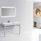 KubeBath Haus 48 in. Stainless Steel Console w/ White Acrylic Sink - Chrome, CH48