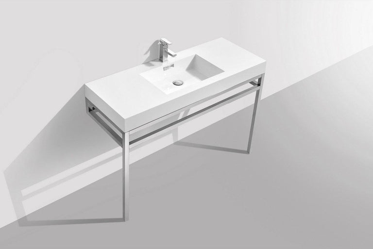 KubeBath Haus 48 in. Stainless Steel Console w/ White Acrylic Sink - Chrome, CH48