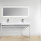 KubeBath Haus 60 in. Double Sink Stainless Steel Console w/ White Acrylic Sink - Chrome, CH60D