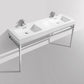 KubeBath Haus 60 in. Double Sink Stainless Steel Console w/ White Acrylic Sink - Chrome, CH60D