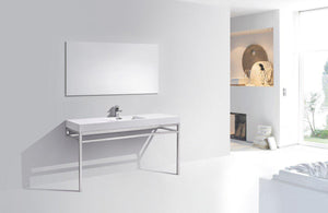 KubeBath Haus 60 in. Single Sink Stainless Steel Console w/ White Acrylic Sink - Chrome, CH60S