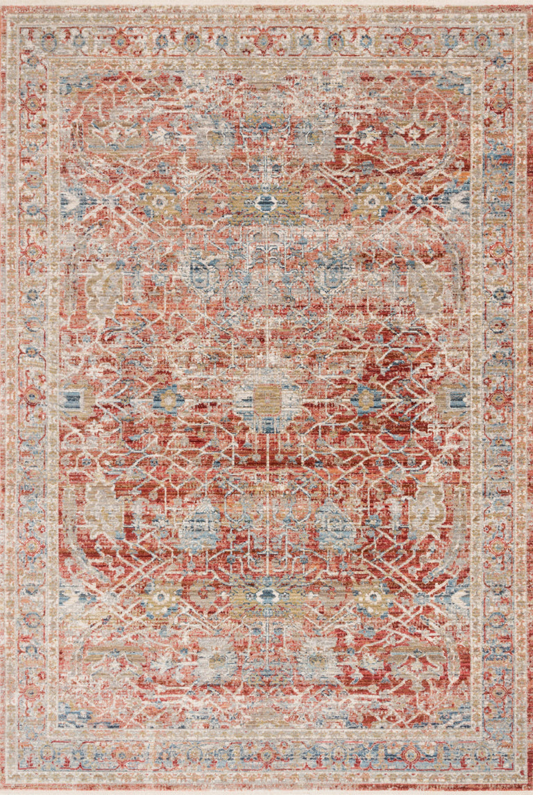 Loloi Rugs Claire Collection Rug in Red, Ivory - 7'10" x 10'2"