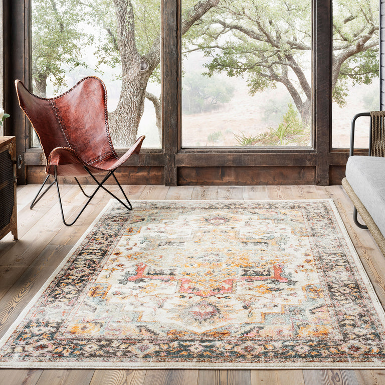 Loloi Rugs Clara Collection Rug in Ivory, Charcoal - 9'3" x 13'