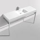 KubeBath Haus 60 in. Single Sink Stainless Steel Console w/ White Acrylic Sink - Chrome, CH60S