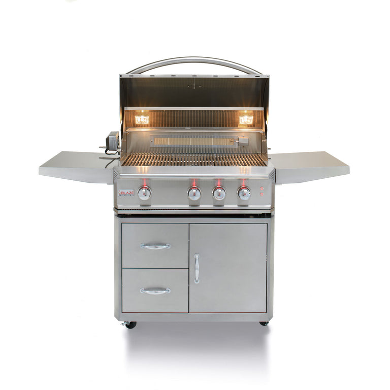 Blaze Professional 34 in., 3 Burner Built-In Propane Gas Grill with Grill Cart, AP-BLZ-3PRO-LP