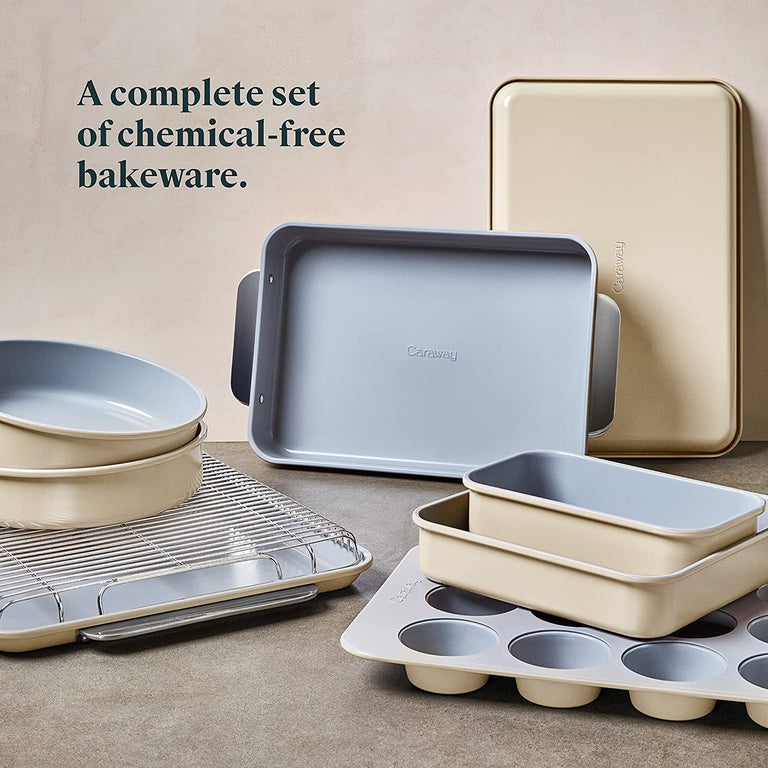 Caraway Home Non-Stick Ceramic Bakeware Set, 11-Piece - Cream