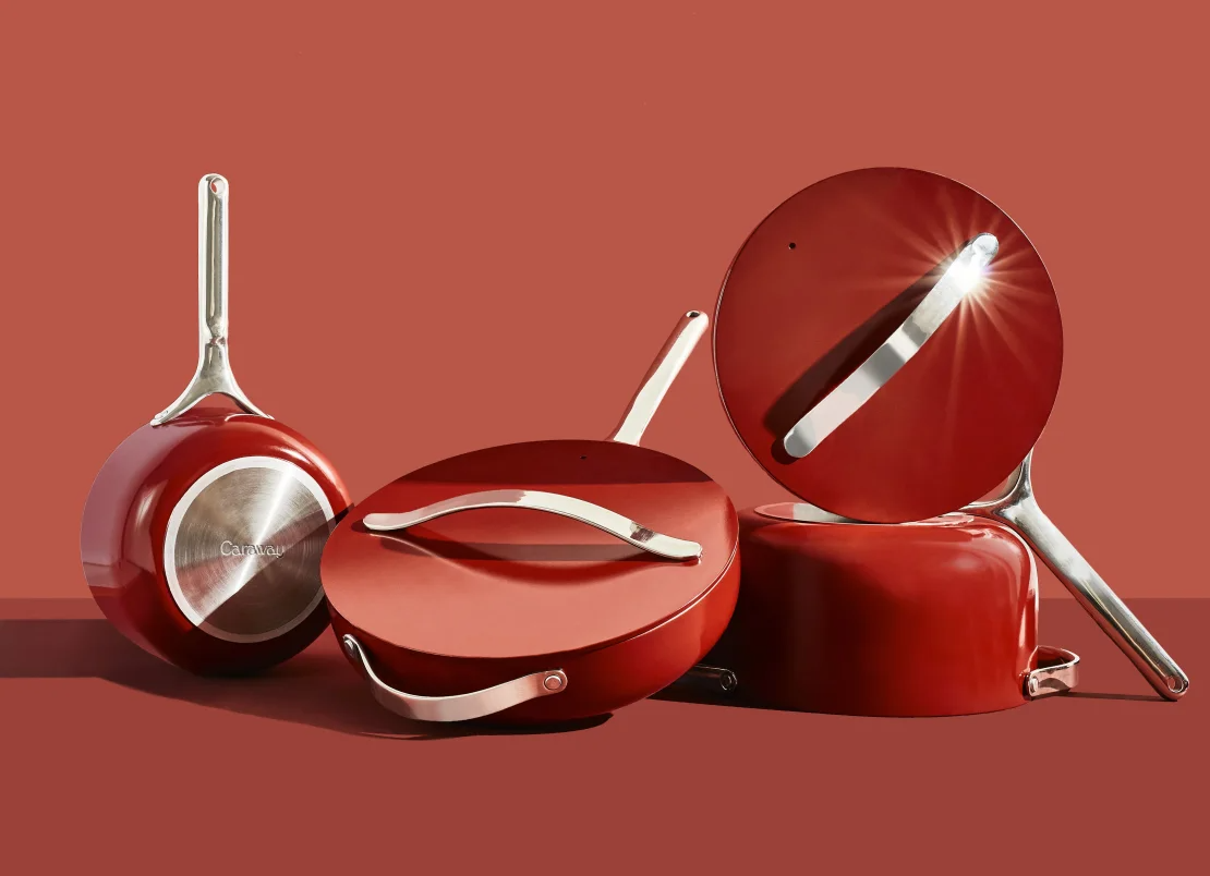 Caraway Red Cookware Set with Red Background