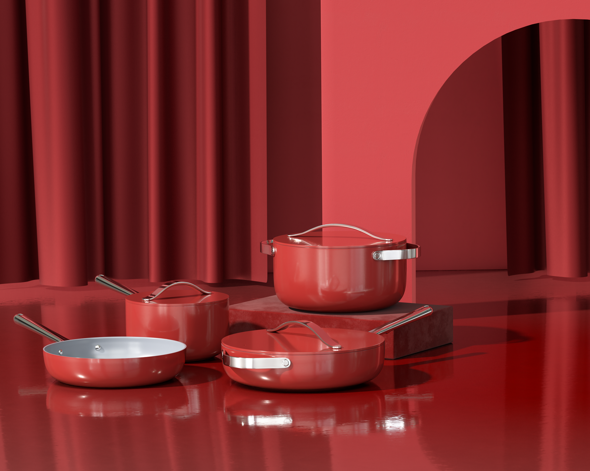 Caraway Red Cookware Set Showcase