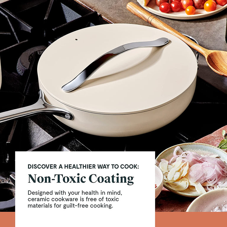 Caraway Non-Toxic and Non-Stick Cookware and Bakeware Set in Cream