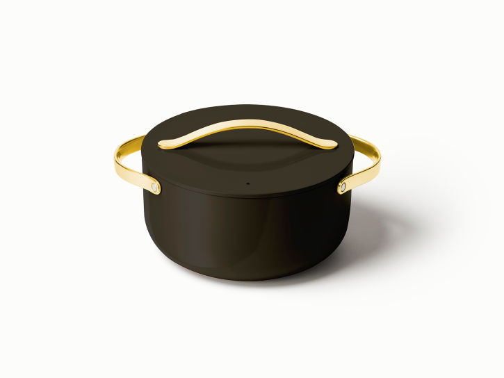 Caraway Dutch Oven in Black with Gold Handles