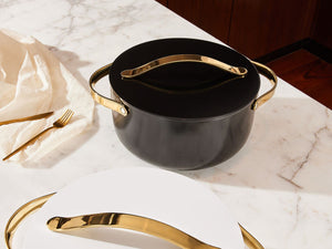 Caraway Dutch Oven in Black with Gold Handles