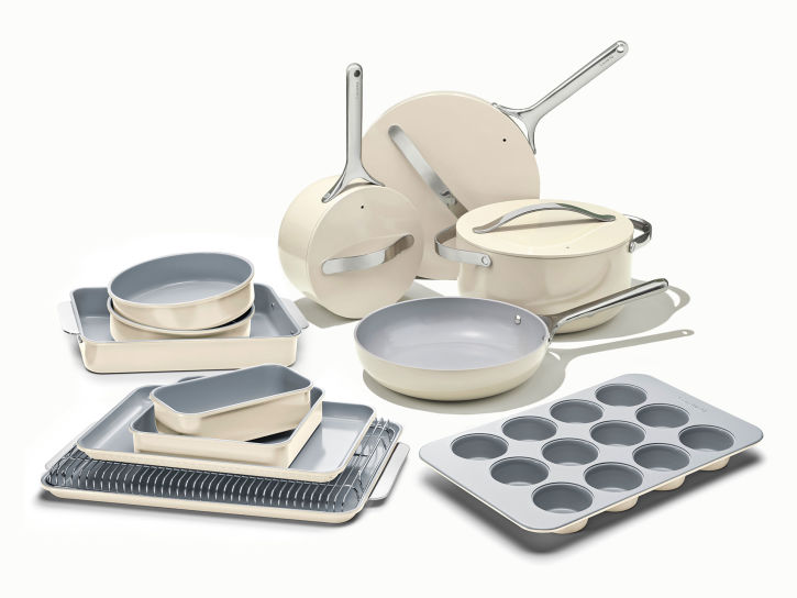 Caraway Non-Toxic and Non-Stick Cookware and Bakeware Set in Cream