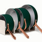 Caraway Non-Toxic and Non-Stick Cookware Set in Emerald with Copper Handles