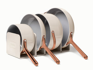 Caraway Non-Toxic and Non-Stick Cookware Set in Stone with Copper Handles