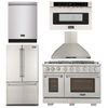 Kucht Professional 48 in. Natural Gas Range in Stainless Steel, Wall Range Hood, Refrigerator, Dishwasher, and Microwave Oven, AP-KFX480-7
