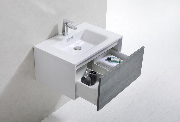 KubeBath Divario 30 in. Ocean Gray Wall Mount Modern Bathroom Vanity, D30BE