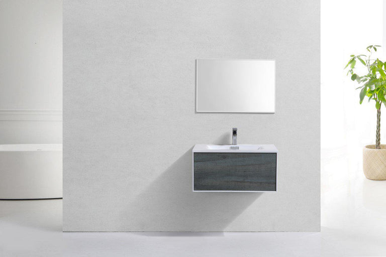 KubeBath Divario 30 in. Ocean Gray Wall Mount Modern Bathroom Vanity, D30BE