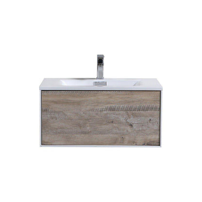 Divario 30 in. Wall Mount Modern Bathroom Vanity - Nature Wood