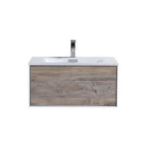 KubeBath Divario 30 in. Nature Wood Wall Mount Modern Bathroom Vanity, D30NW
