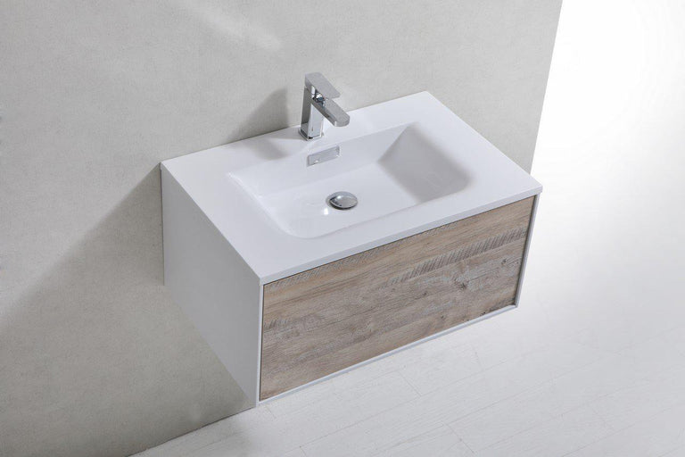 Divario 30 in. Wall Mount Modern Bathroom Vanity - Nature Wood