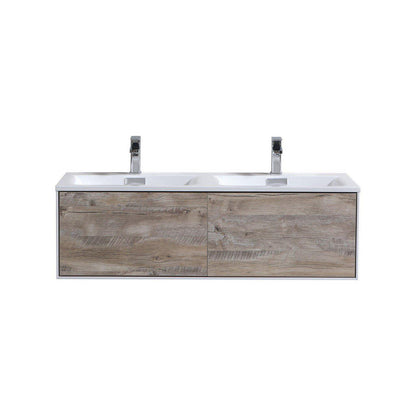 KubeBath Divario 48 in. Nature Wood Wall Mount Modern Bathroom Vanity, D48NW