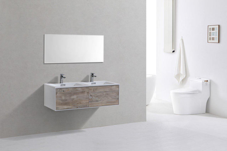 KubeBath Divario 48 in. Wall Mount Modern Bathroom Vanity - Nature Wood, D48NW
