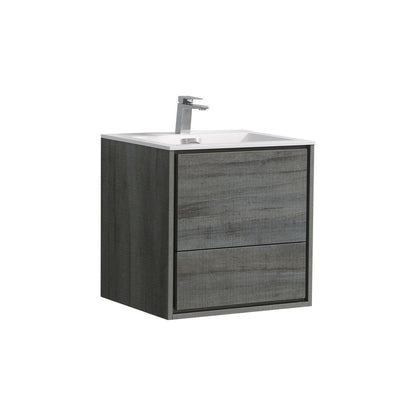 KubeBath De Lusso 24 in. Wall Mount Modern Bathroom Vanity - Ocean Gray, DL24-BE