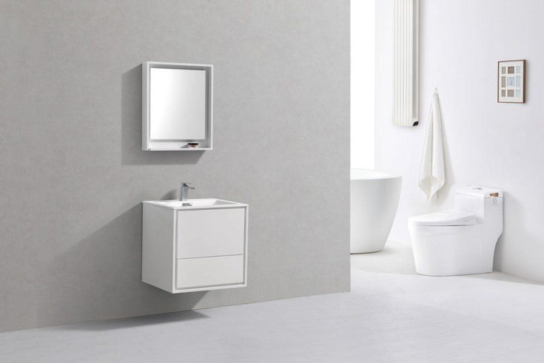 KubeBath De Lusso 24 in. Wall Mount Modern Bathroom Vanity - High Glossy White, DL24-GW