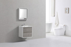 KubeBath De Lusso 24 in. Wall Mount Modern Bathroom Vanity - Ash Gray, DL24-HGASH