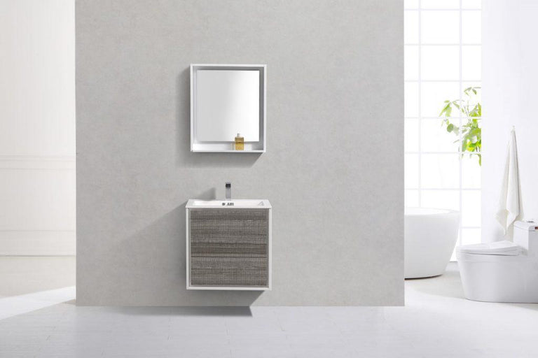 KubeBath De Lusso 24 in. Wall Mount Modern Bathroom Vanity - Ash Gray, DL24-HGASH