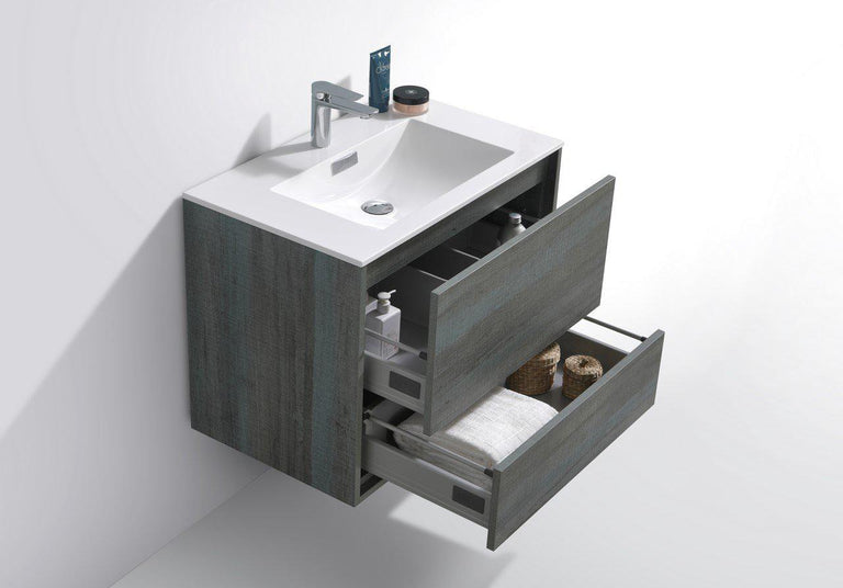KubeBath De Lusso 30 in. Wall Mount Modern Bathroom Vanity - Ocean Gray, DL30-BE