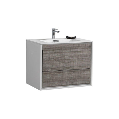 KubeBath De Lusso 30 in. Wall Mount Modern Bathroom Vanity - Ash Gray, DL30-HGASH
