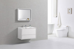 KubeBath De Lusso 36 in. Wall Mount Modern Bathroom Vanity - High Gloss White, DL36-GW