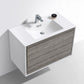 KubeBath De Lusso 36 in. Wall Mount Modern Bathroom Vanity - Ash Gray, DL36-HGASH