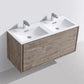 KubeBath DeLusso 48 in. Double Sink Wall Mount Modern Bathroom Vanity - Nature Wood, DL48D-NW