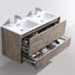KubeBath DeLusso 48 in. Double Sink Wall Mount Modern Bathroom Vanity - Nature Wood, DL48D-NW
