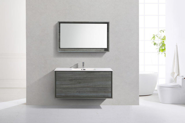 KubeBath De Lusso 48 in. Single Sink Wall Mount Modern Bathroom Vanity - Ocean Gray, DL48S-BE