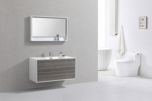 KubeBath DeLusso 48 in. Single Sink Wall Mount Modern Bathroom Vanity - Ash Gray, DL48S-HGASH