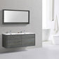 KubeBath De Lusso 60 in. Double Sink Wall Mount Modern Bathroom Vanity - Ocean Gray, DL60D-BE