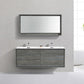 KubeBath De Lusso 60 in. Double Sink Wall Mount Modern Bathroom Vanity - Ocean Gray, DL60D-BE