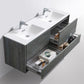 KubeBath De Lusso 60 in. Double Sink Wall Mount Modern Bathroom Vanity - Ocean Gray, DL60D-BE
