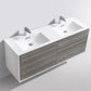 KubeBath De Lusso 60 in. Double Sink Wall Mount Modern Bathroom Vanity - Ash Gray, DL60D-HGASH