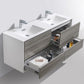 KubeBath De Lusso 60 in. Double Sink Wall Mount Modern Bathroom Vanity - Ash Gray, DL60D-HGASH