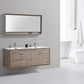 KubeBath DeLusso 60 in. Double Sink Wall Mount Modern Bathroom Vanity - Nature Wood, DL60D-NW