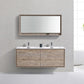 KubeBath DeLusso 60 in. Double Sink Wall Mount Modern Bathroom Vanity - Nature Wood, DL60D-NW