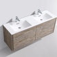 KubeBath DeLusso 60 in. Double Sink Wall Mount Modern Bathroom Vanity - Nature Wood, DL60D-NW