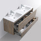 KubeBath DeLusso 60 in. Double Sink Wall Mount Modern Bathroom Vanity - Nature Wood, DL60D-NW