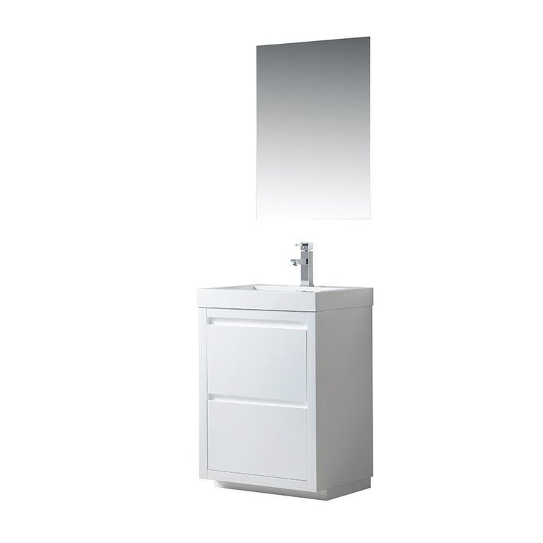 Vanity Art Single-Sink Bathroom Vanity With Resin Top, 24"