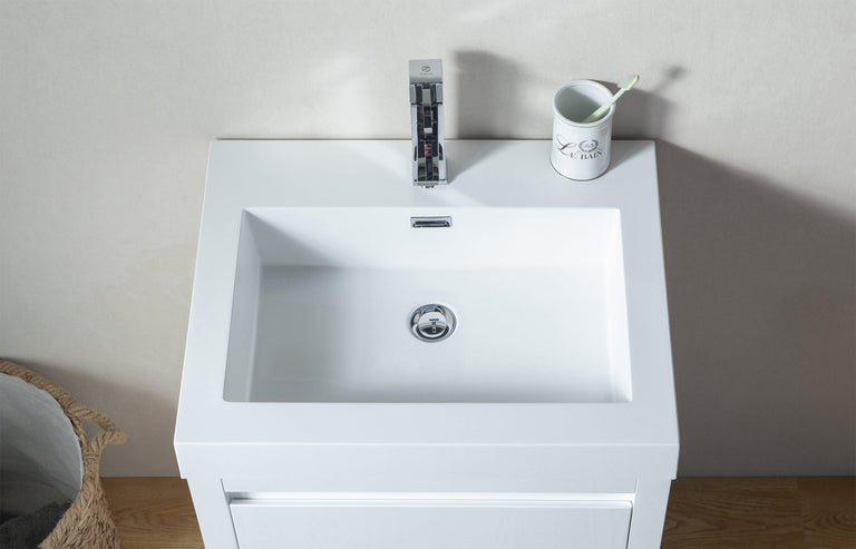 Vanity Art Single-Sink Bathroom Vanity With Resin Top, 24"